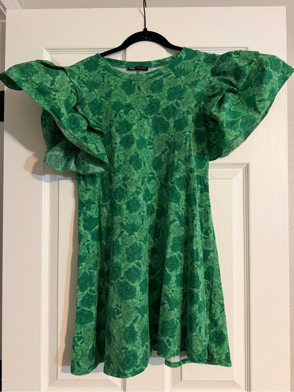 Zara Floral Puff Sleeve Mini Dress